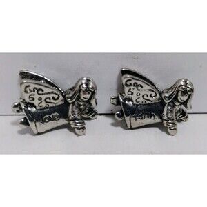 LOT OF 2 SMALL 3/4" SILVER COLORED INSPIRATION POCKET CHARM ANGELS HOPE & FAITH
